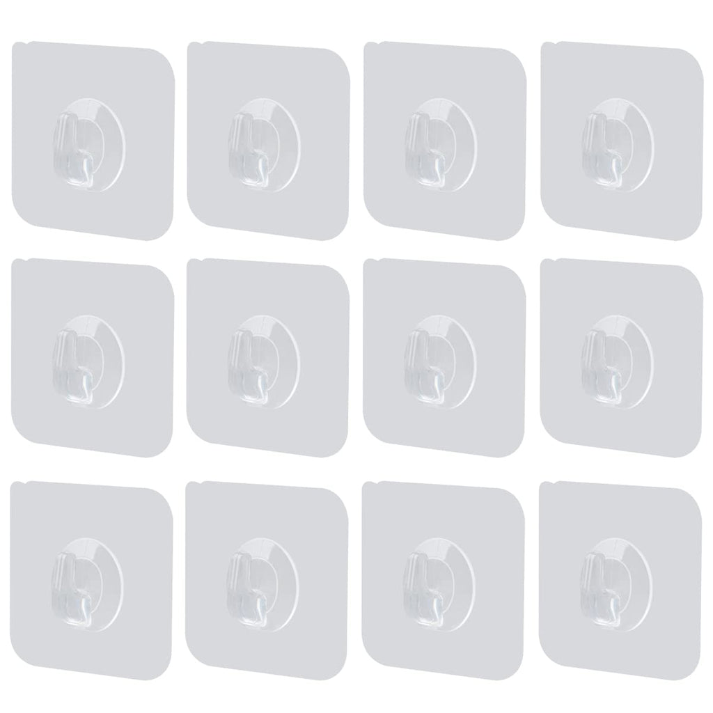 12 Pack Clear Self Adhesive Hooks Transparent Sticky Towel Hook Wall Hangers