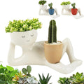 Lazy Little Character Flowerpot, Relaxing Person Holding Pot Planter,