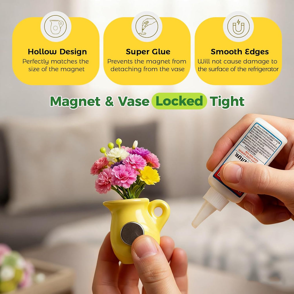 Cute Mini Ceramic Vase Fridge Magnets set