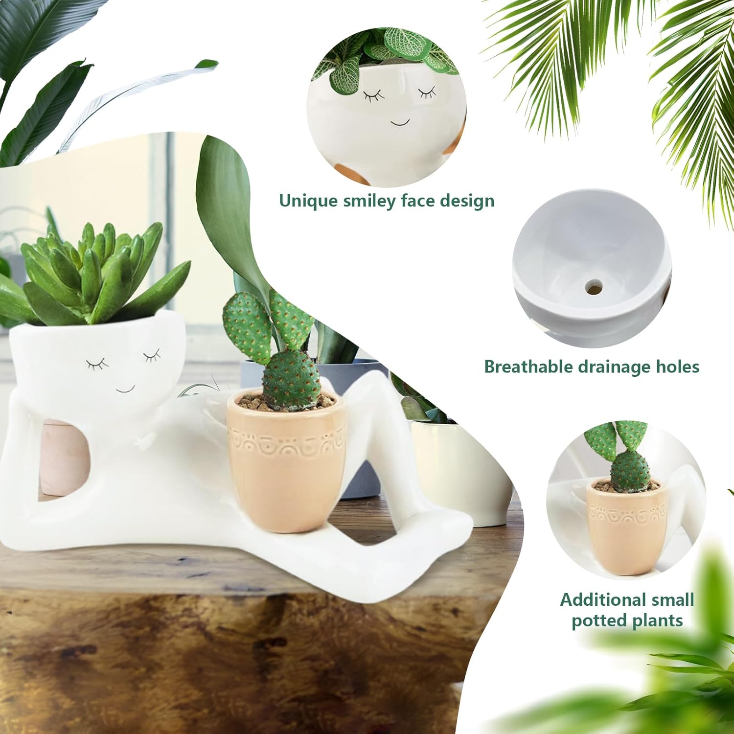 Lazy Little Character Flowerpot, Relaxing Person Holding Pot Planter,