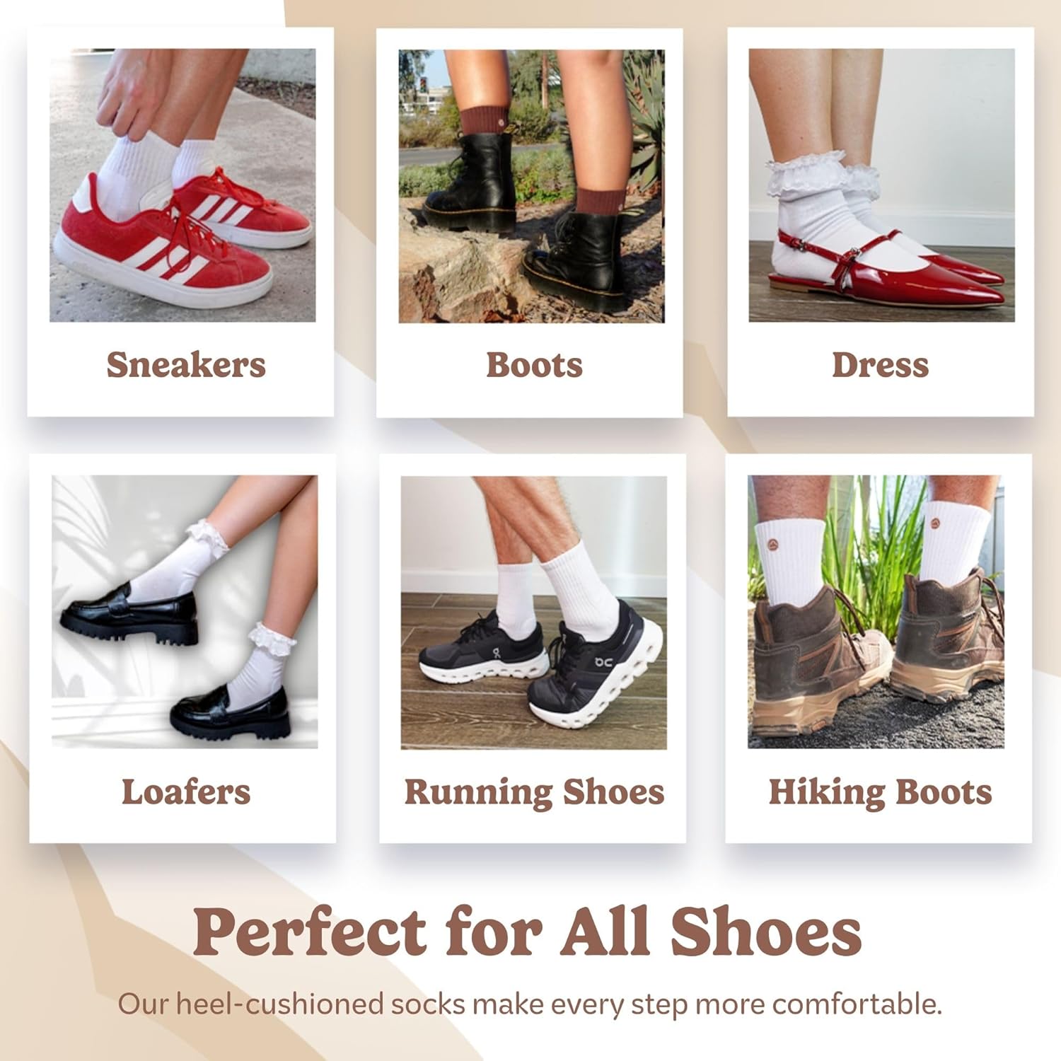 Anti-Blister Cushion Heel Padded Crew Socks