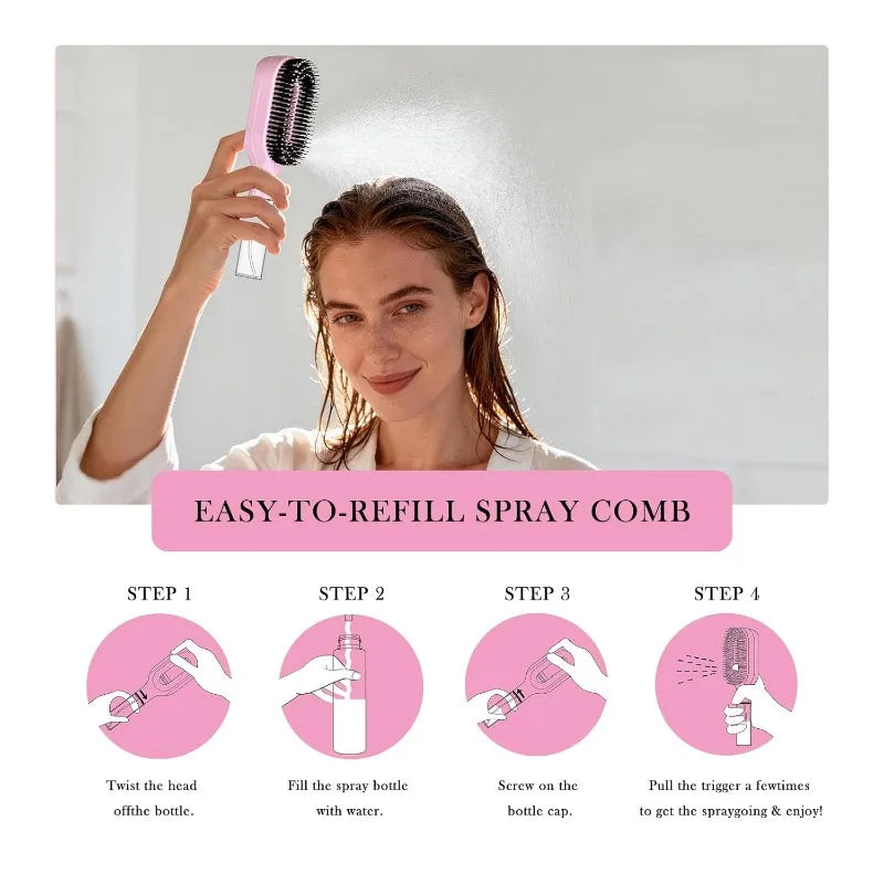 2in1 Spray Hair Brush Detangling Scalp Massage Comb