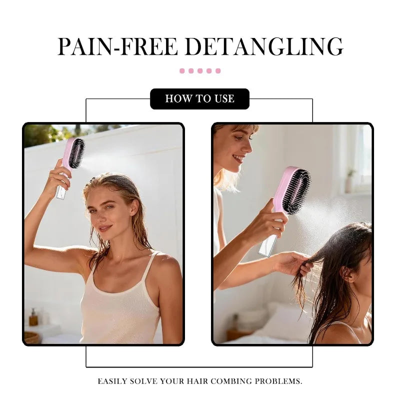 2in1 Spray Hair Brush Detangling Scalp Massage Comb
